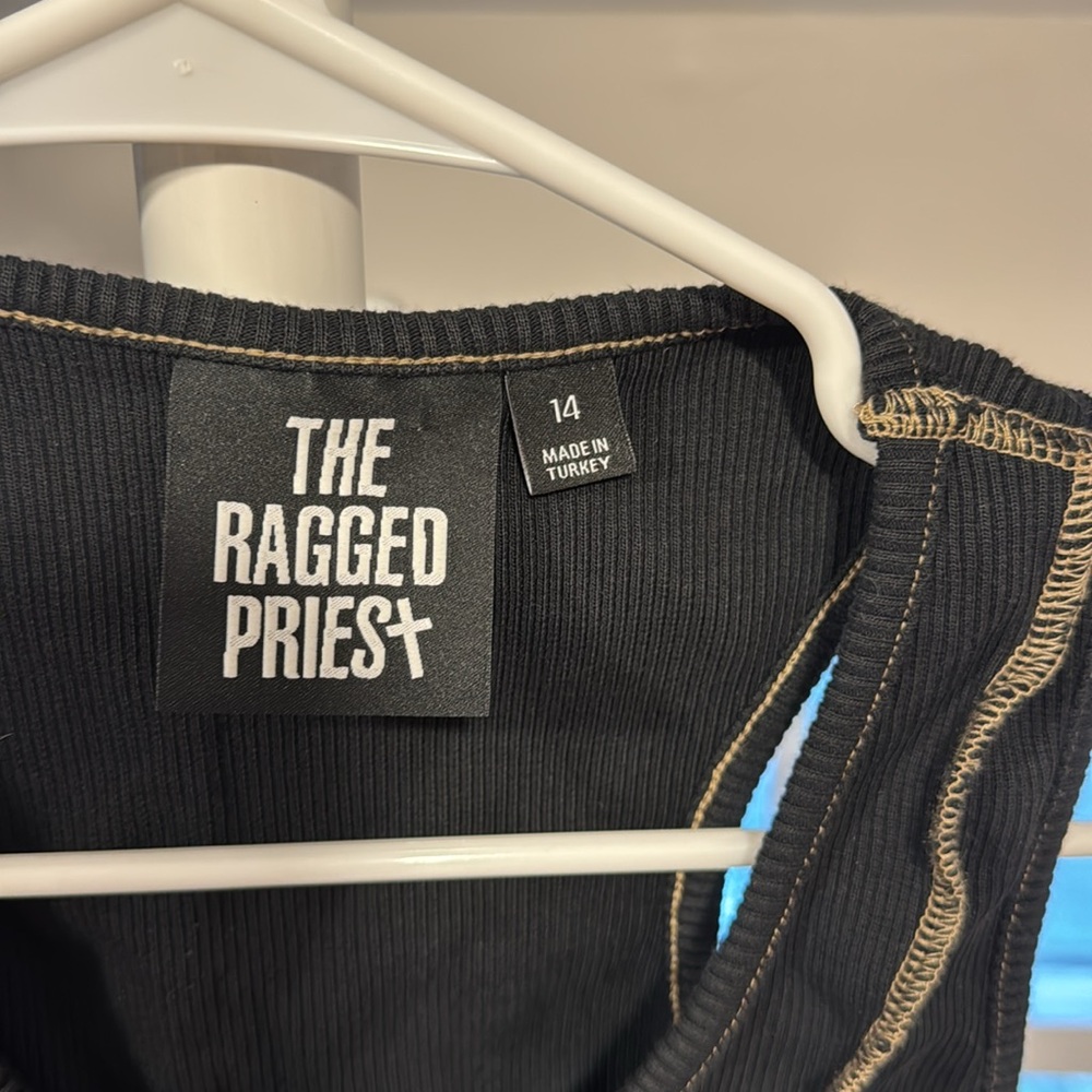 The Ragged Priest Beige Ribbed Crop Top with Contrast Stitching - Picture 4 of 5